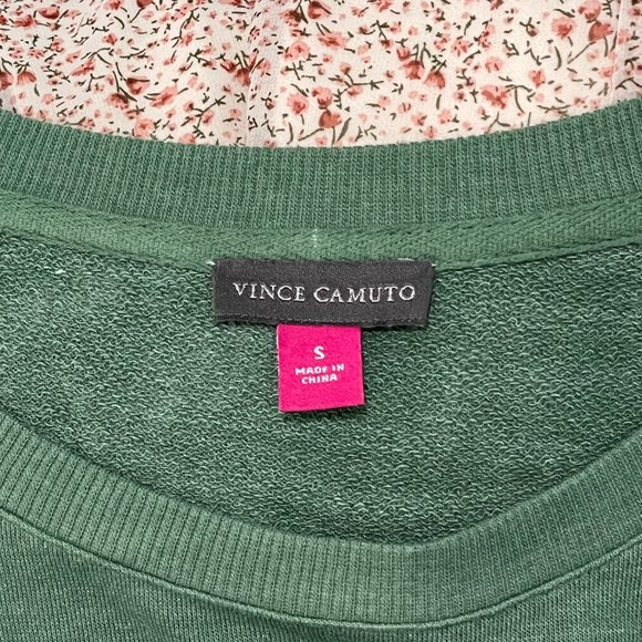 Vince Camuto Green + White Color Block Tie Dye Round Neck Long Sleeve Sweatshirt - Picture 3 of 6